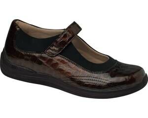 NEW DREW women's rose flats in brown croc patent leather